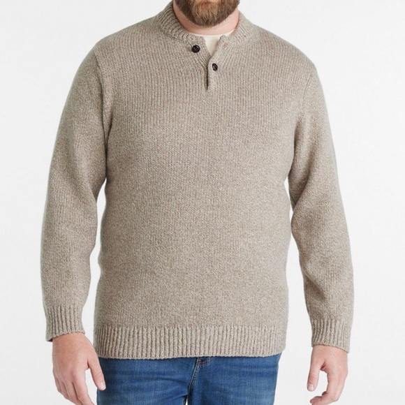 L.L.Bean Classic Ragg Wool Henley Sweater - Picture 1 of 10